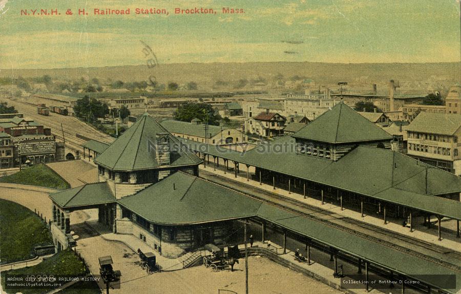 Postcard: New York, New Haven & Hartford Railroad Station, Brockton, Massachusetts
